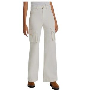 DL1961 Hepburn Wide Leg Vintage Eggshell Cargo High Waist Jeans Sz 29